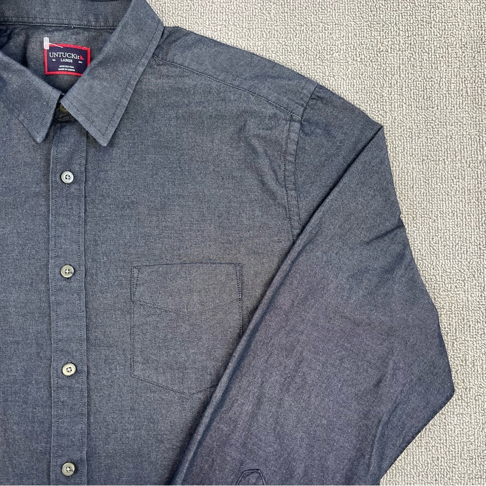 UNTUCKit Shirt Adult Large Gray Button Up Casablanca Business Casual Men - Picture 3 of 12